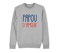 We Are Family, Sweat Humoristique, pour Homme, Papou d'amour, Manches Longues, Coupe Classique, Cadeau Original, Sweat Humour 50% Coton 50% Polyester, Gris Chiné, Taille XL