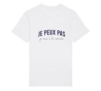 We Are Family - Tee-Shirt Humoristique Homme Je Peux Pas Je suis à La Retraite - Manches Courtes - Col Rond - Cadeau Personnalisé - 100% Coton Bio - S - Blanc