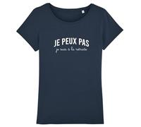 We Are Family, Tee Shirt Humoristique pour Femme, Je Peux Pas Je suis À La Retraite, Manches Courtes, Col Rond, Cadeau Original, Tshirt Humour 100% Coton Bio, Bleu Navy, Taille XL