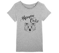 We Are Family, Tee Shirt Humoristique pour Femme, Maman Ours, Manches Courtes, Col Rond, Cadeau Original, Tshirt Humour 100% Coton Bio, Gris Chiné, Taille XXL