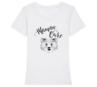 We Are Family, Tee Shirt Humoristique pour Femme, Maman Ours, Manches Courtes, Col Rond, Cadeau Original, Tshirt Humour 100% Coton Bio, Blanc, Taille S