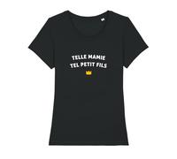 We Are Family, Tee Shirt Humoristique pour Femme, Telle Mamie Tel Petit-Fils Waf, Manches Courtes, Col Rond, Cadeau Original, Tshirt Humour 100% Coton Bio, Noir, Taille XL