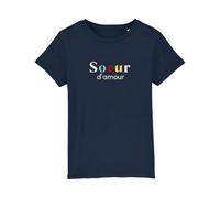We Are Family, Tee Shirt Humoristique pour Fille, Sœur d'amour, Manches Courtes, Col Rond, Cadeau Original, Tshirt Humour 100% Coton Bio, Bleu Navy, Taille 12 Ans