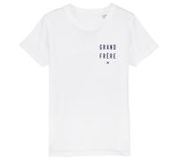 We Are Family, Tee Shirt Humoristique pour Garçon, Grand Frère X Cœur Waf, Manches Courtes, Col Rond, Cadeau Original, Tshirt Humour 100% Coton Bio, Blanc, Taille 8 Ans