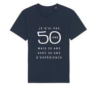 We Are Family, Tee Shirt Humoristique pour Homme, Je n'ai Pas 50 Ans mais 20 Ans avec 30 Ans d'Experience Waf, Manches Courtes, Col Rond, Tshirt Humour 100% Coton Bio, Bleu Navy, Taille L