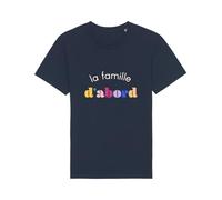 We Are Family, Tee Shirt Humoristique pour Homme, La Famille d'abord, Manches Courtes, Col Rond, Cadeau Original, Tshirt Humour 100% Coton Bio, Bleu Navy, Taille L