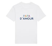 We Are Family, Tee Shirt Humoristique pour Homme, Papa d'amour Coloré, Manches Courtes, Col Rond, Cadeau Original, Tshirt Humour 100% Coton Bio, Blanc, Taille XXL