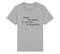 We Are Family, Tee Shirt Humoristique pour Homme, Papa Mythe Legende, Manches Courtes, Col Rond, Cadeau Original, Tshirt Humour 100% Coton Bio, Gris Chiné, Taille S