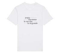 We Are Family, Tee Shirt Humoristique pour Homme, Papa Mythe Legende, Manches Courtes, Col Rond, Cadeau Original, Tshirt Humour 100% Coton Bio, Blanc, Taille M