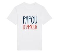 We Are Family, Tee Shirt Humoristique pour Homme, Papou d'amour, Manches Courtes, Col Rond, Cadeau Original, Tshirt Humour 100% Coton Bio, Blanc, Taille XL