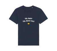 We Are Family, Tee Shirt Humoristique pour Homme, Tel Papy Telle Petit Fils Waf, Manches Courtes, Col Rond, Cadeau Original, Tshirt Humour 100% Coton Bio, Bleu Navy, Taille M