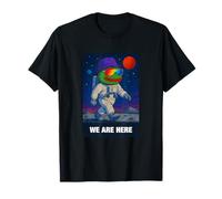 We are Here, Cool Green Frog Astronaut Illustration Graphic T-Shirt
