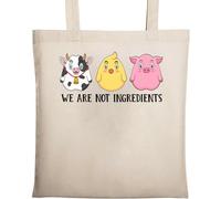 We are Not Ingredients Sac fourre-tout en coton écologique Motif vache cochon et poulet Beige
