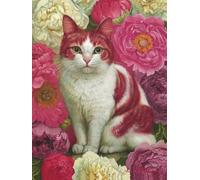 We Are What We Surround Ourselves: Art Journal, Cat in Flowers, Beauty,Pink Cat Art,