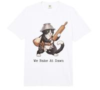 We Bake At Dawn Chat Baker Pun Feline Comfort Colors Adult Heavyweight T-Shirt