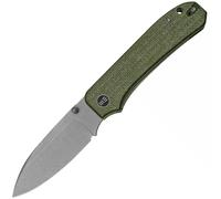 WE Big Banter Manche en Micarta Vert Toile Lame Gris Stonewashed CPM 20CV WE21045-2