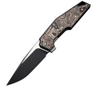 WE Black Titanium Integral Handle With Copper Foil Carbon Fiber Inlay Black Stonewashed CPM 20CV Bla