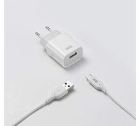 WE Bundle Chargeur Secteur + Câble Chargeur USB Câble USB/USBC Sortie Max 2.4A / Version USB 2.0 - Blanc