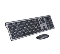 WE Bundle Clavier Souris sans Fil Connexion BT et 2.4Ghz Aspect Alu, Connexion Multi Dispositif (jusqu'à 3 appareils), 12 Touches multimédia, Piles Inclus