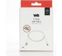 WE Connect Câble USB-C plat 2 m Réversible Charge rapide Connecteur ultra résistant Bleu