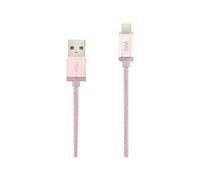 Câble USB/Lightning Compatible avec iPhone nylon LED 1m coloris OR ROSE LED rouge = en charge LED verte = chargé