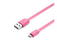 WE Câble Micro USB Plat 1m réversible - Connecteur Ultra Résistant - Charge Rapide pour Samsung Huawei Nexus Sony - Rose