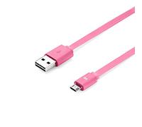 WE Câble Micro USB Plat 1m réversible - Connecteur Ultra Résistant - Charge Rapide pour Samsung Huawei Nexus Sony - Rose