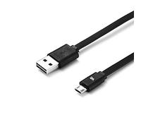 WE Câble Micro USB Plat 1m réversible - Connecteur Ultra Résistant - Charge Rapide pour Samsung Huawei Nexus Sony - Noir