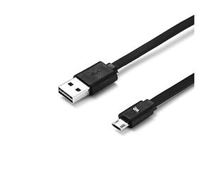 WE Câble Micro USB Plat 1m réversible - Connecteur Ultra Résistant - Charge Rapide pour Samsung Huawei Nexus Sony - Noir