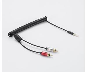 WE Câble RCA Jack Audio Stéréo Cordon Jack 3.5mm vers 2 RCA Mâle en Spirale Compatible avec TV PC Smartphone Ampli Chaîne HiFi Barre de Son Home Cinéma Autoradio Enceinte 1M