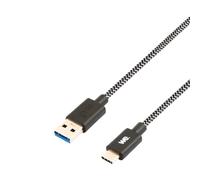 WE Câble Tréssé USB-C vers USB 2m pour Samsung S8/S9/S10, MacBook Pro, Google Pixel/Chromebook, Huawei P20/P30 Xiaomi - Noir et Blanc