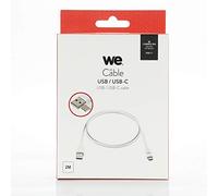 WE Connect Câble USB-C plat 2 m Réversible Charge rapide Connecteur ultra résistant Bleu