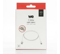 WE Connect Câble USB-C plat 2 m Réversible Charge rapide Connecteur ultra résistant Bleu