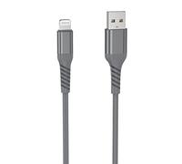 WE Câble USB vers Lightning Ultra Résistant en Nylon Tressé et Kevlar, 1 Mètre, Certifié MFi, Charge et Synchronisation des Données - Gris