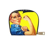 We Can Do It - Petit portefeuille en cuir avec fermeture éclair pour cartes de crédit pour homme et femme, petit portefeuille pour voyage, blanc, Taille unique