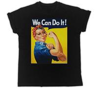 We Can Do It Poster T-Shirt Mens Black Unisex Tees Black XL