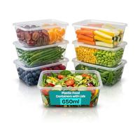 We Can Source It Ltd - Plastique Transparent Qualité Conteneurs Rectangulaire Tubes avec Couvercles Micro-Ondes Alimentaire Repas A Emporter - 1000ml