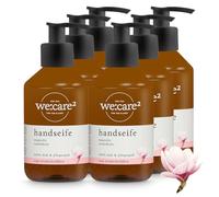 we:care² Lot de 6 savons pour les mains 250 ml au magnolia/bois de santal - Savon liquide durable et végétalien sans silicone, parabène et microplastique - Distributeur de savon liquide - Lavage à la