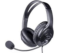 WE Casque micro filaire JK+USB micro pivotant, arceau réglable, jack 3,5 mm + adaptateur USB - Noir