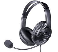 WE Casque micro filaire JK+USB micro pivotant, arceau réglable, jack 3,5 mm + adaptateur USB - Noir