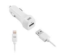 WE Chargeur Voiture Allume Cigare USB Pour Iphone 11/11 Pro/11 Pro Max/X/XS /XR/7/8/ 7+/8 Plus/XS Max/6s/6s Plus/SE 2020/6 12, USB 5V / 2.4A avec 1 Cable de 1.5M Torsadé - Noir
