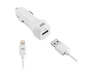 WE Chargeur Voiture Allume Cigare USB Pour Iphone 11/11 Pro/11 Pro Max/X/XS /XR/7/8/ 7+/8 Plus/XS Max/6s/6s Plus/SE 2020/6 12, USB 5V / 2.4A avec 1 Cable de 1.5M Torsadé - Noir