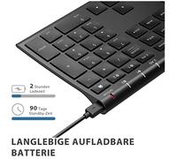 WE Clavier sans fil double connexion Bluetooth MacOS batterie rechargeable, aspect alu blanc argenté