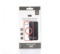 We Coque de protection RUBBER APPLE IPHONE 16E - Dos transparent-contour mat rouge - Compatible MAGSAFE