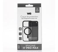 We Coque de protection RUBBER APPLE IPHONE 17 PRO MAX - Dos transparentcontour mat noir - Compatible MAGSAFE