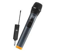 WE D2 Microphone Dynamique Omnidirect sans Fil, avec écran Récepteur Rechargeable, Jack 6.35mm Orange