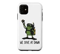 We Dive At Dawn Frog Funny Frog Meme Plongée Plongée Coque pour iPhone 11
