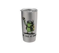 We Dive At Dawn Frog Funny Frog Meme Plongée Plongée Gobelet isotherme en acier inoxydable double paroi