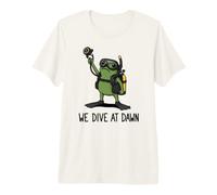 We Dive At Dawn Frog Funny Frog Meme Plongée Plongée T-Shirt Haut de Gamme