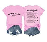We Do Not Care Club Shirt WDNC Club T-shirt WDNC Club Lettre Imprimée Graphique Tops, rose, XL